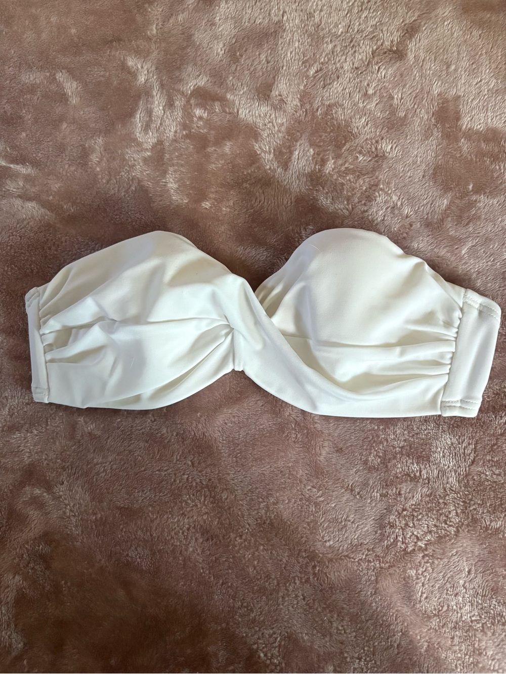White Strapless Bandeau Swim Top